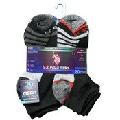 Wholesale - 20pk MEN BLK NC QTR SOCKS U.S. POLO ASSN. ASST COLORS SIZE 6-12 C/P 48, UPC: 662239099158
